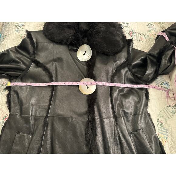 SPECTACULAR 1-OF-A-KIND VINTAGE  BLACK TOSCANA SHEARLING SMOOTH LEATHER JACKET - Picture 7 of 10